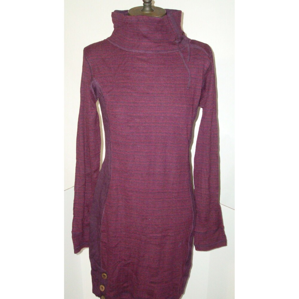 New Womens NWT PrAna Keland Sweater Dress S Dark Red Purple Wool Blend Slimming
